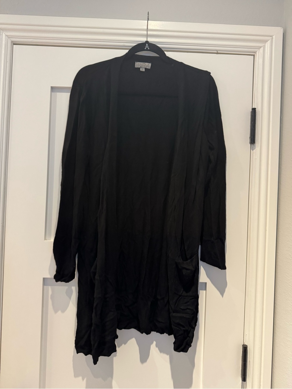 Joseph A Black Open-Front Long Cardigan